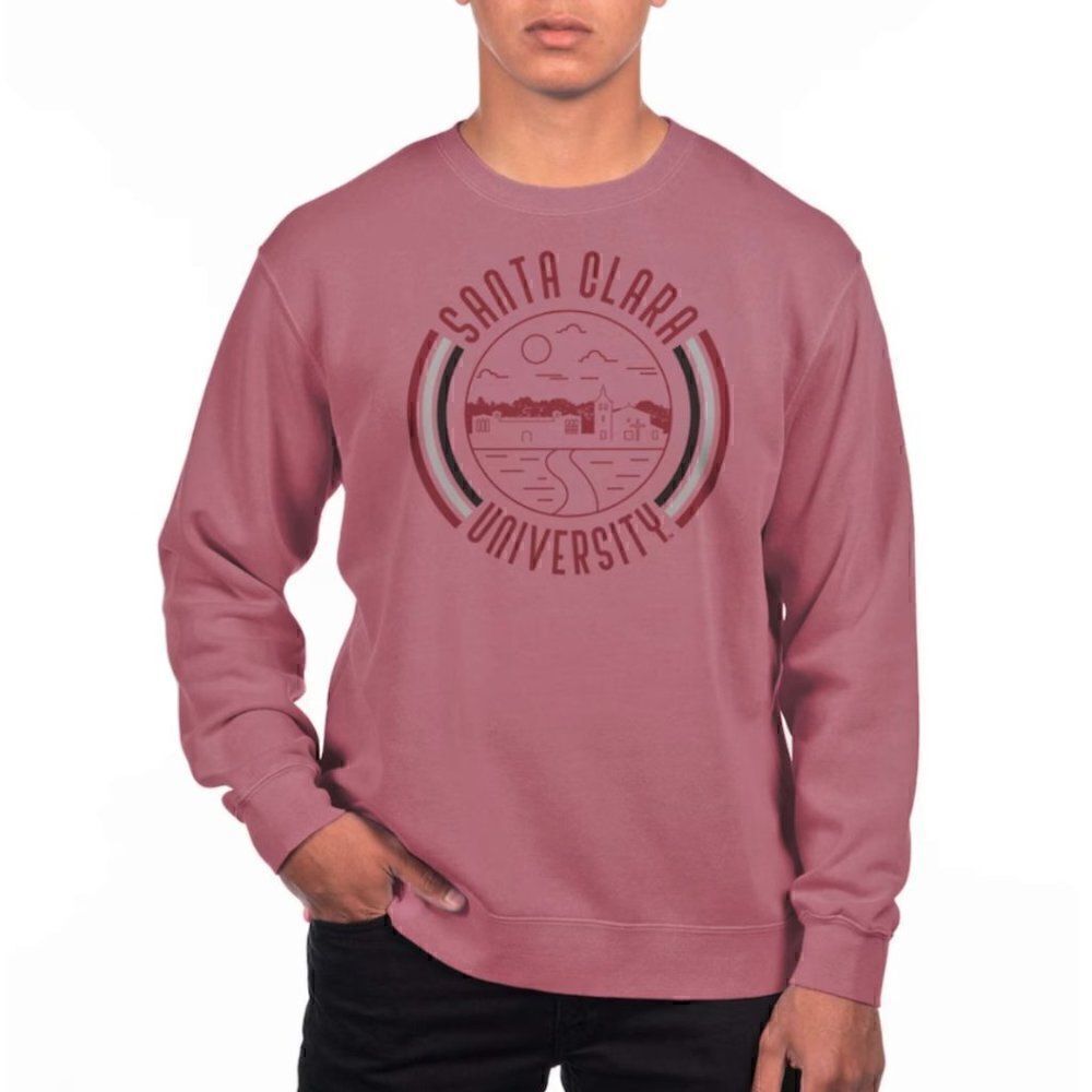 NWT Uscape Apparel Santa Clara Broncos Pigment Dyed Fleece CrewNeck Sweater Sz S